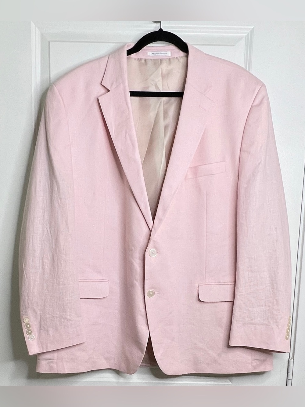 Chaps Men’s Pink Linen Blend Two Button Blazer Jacket Size 50R Single Vent